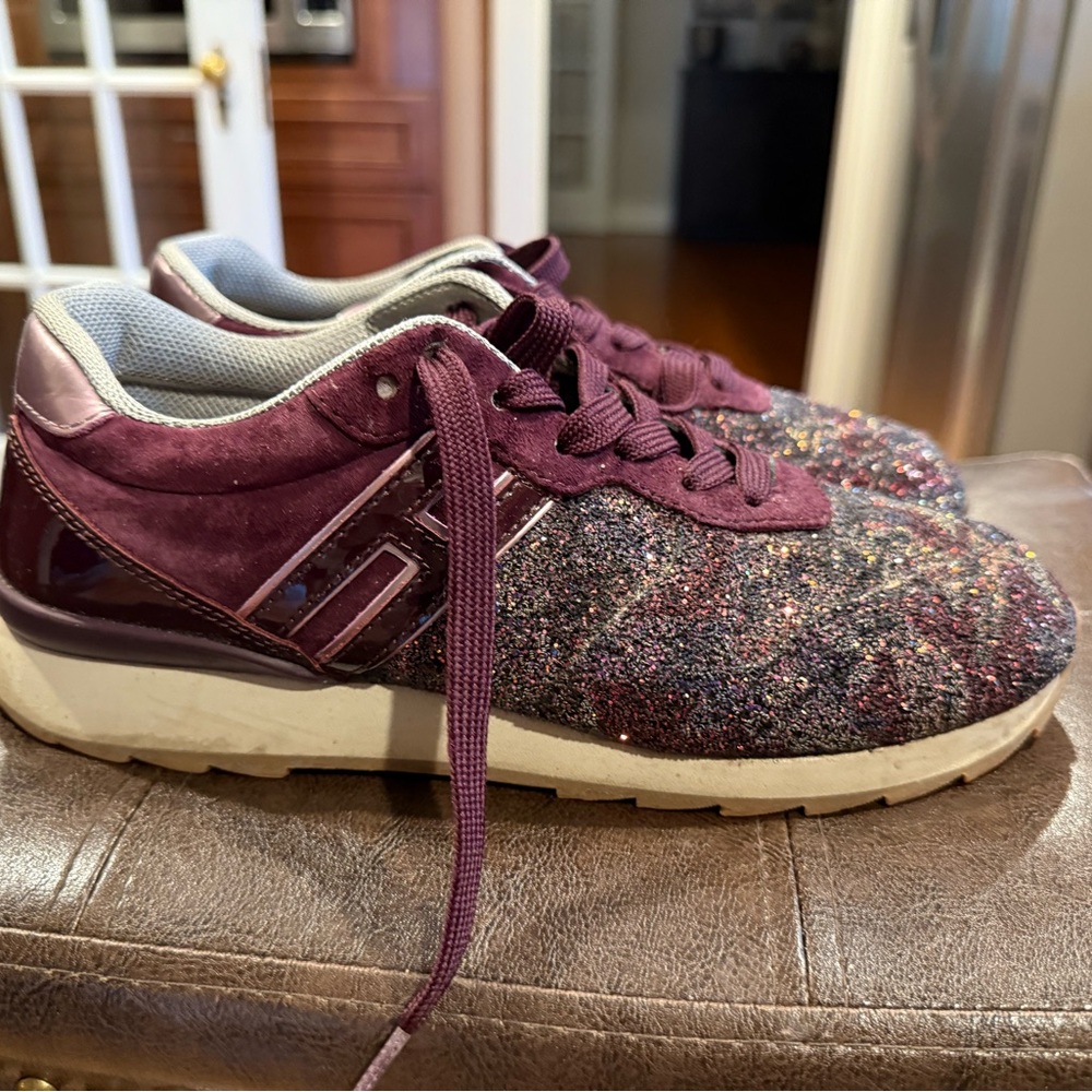 Stylish Burgundy and Multicolor Sneakers
